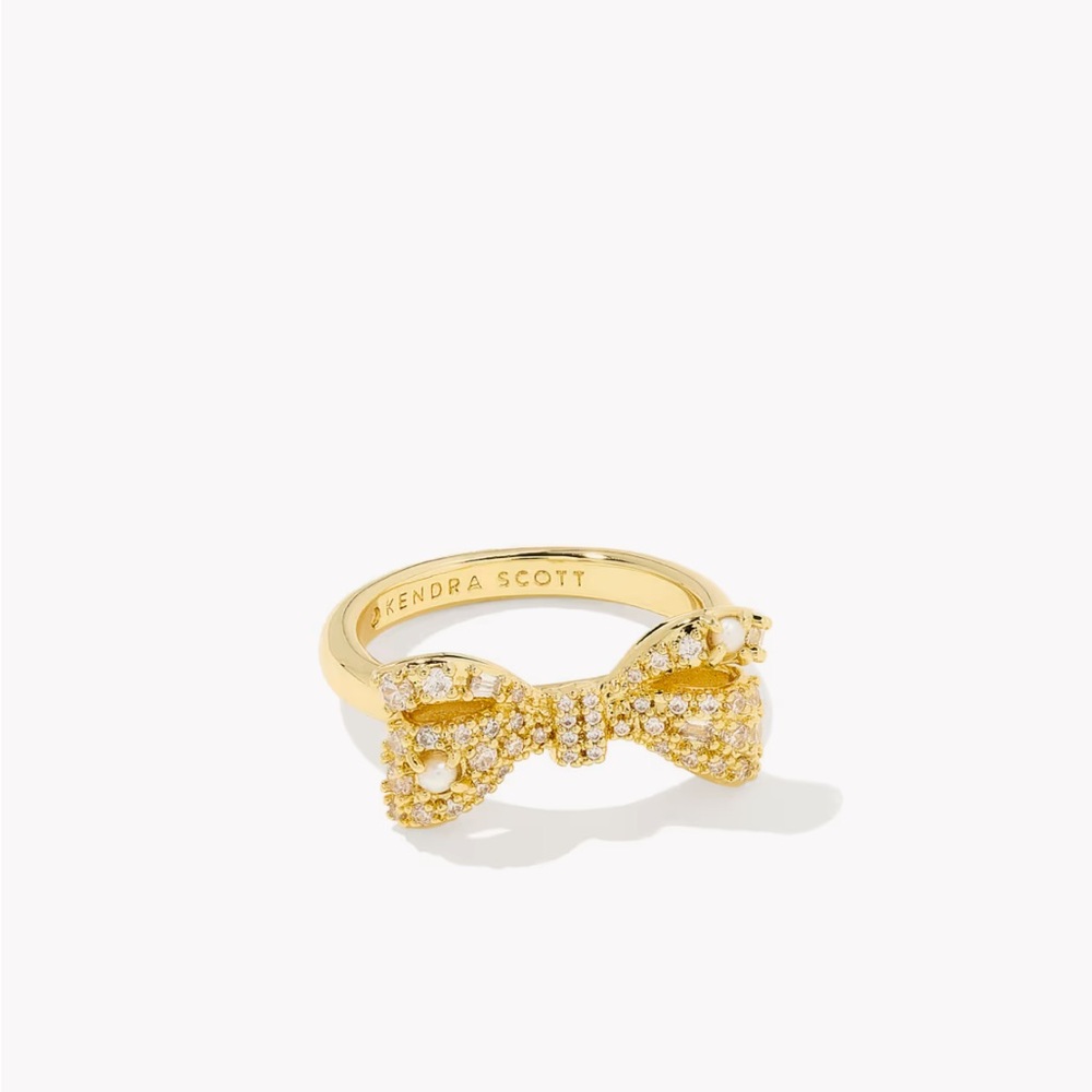 Kendra Scott Krista Gold Bow Ring size 7